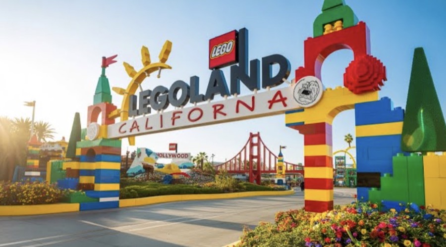 The Legoland California entrance arch